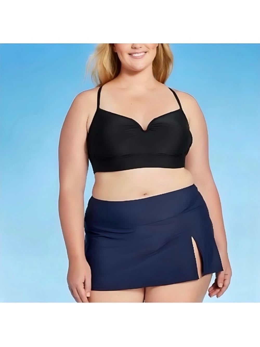 New Kona Sol Plus Size Swim Skirtini Navy Size 0X NWTS